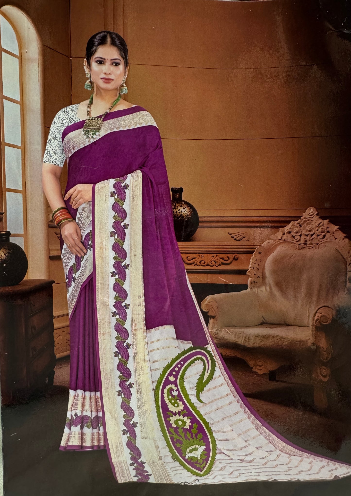 Purple Georgette with Bentex border