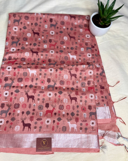 Powder pink animal print in Mul Cotton