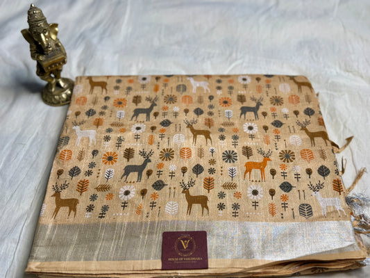 Beige animal print in Mul Cotton