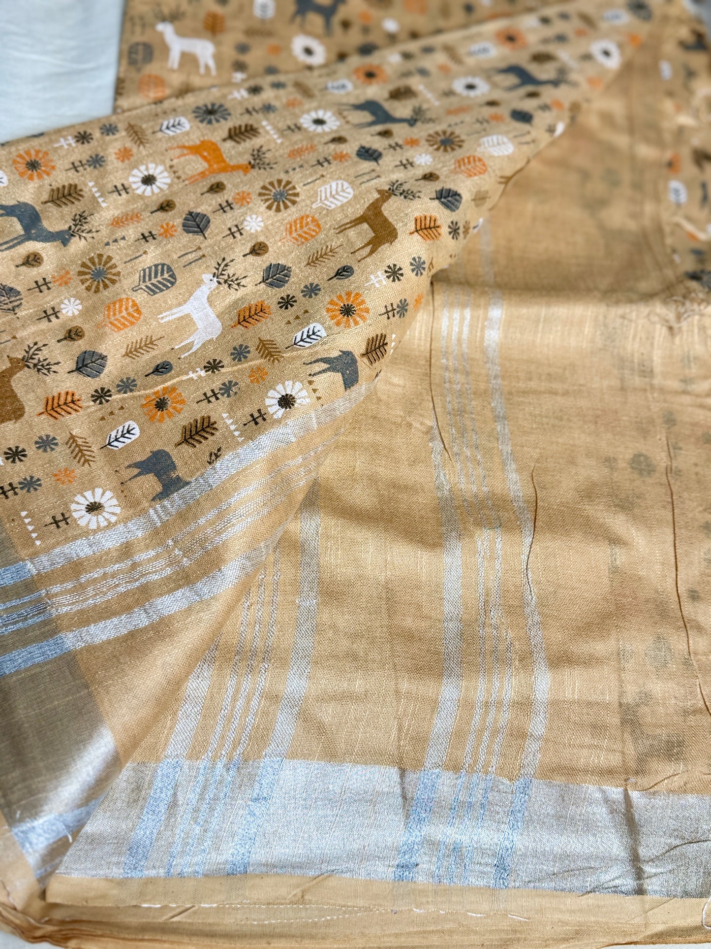 Beige animal print in Mul Cotton