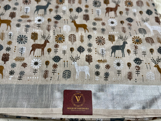 Off white animal print in Mul Cotton