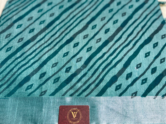 Sea Green mul cotton saree