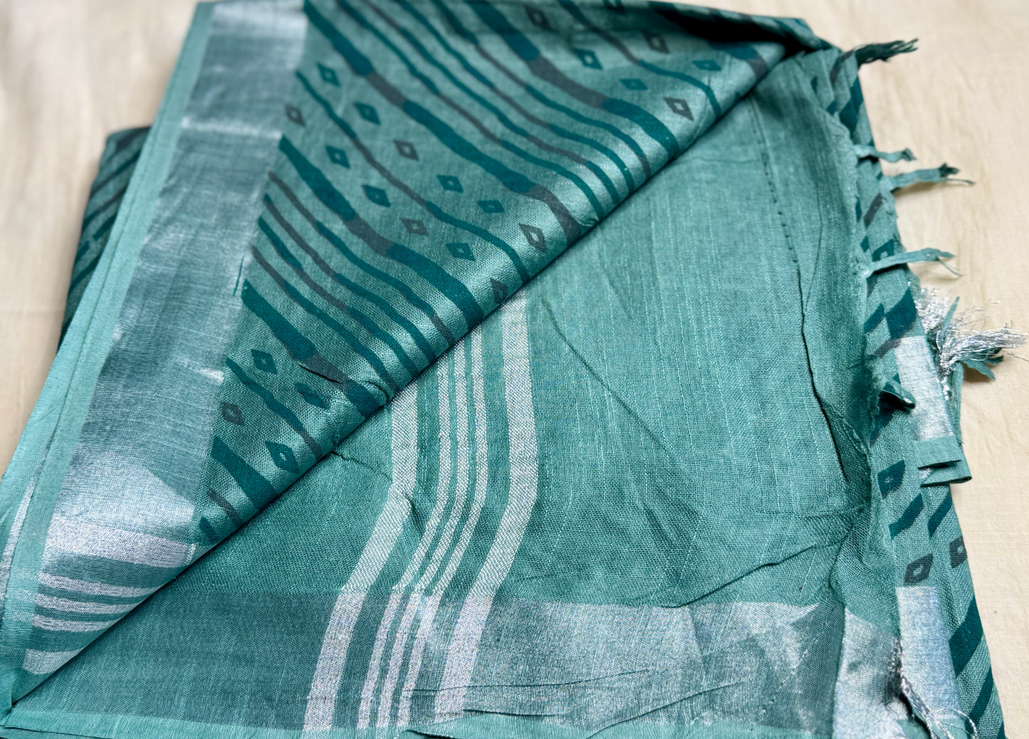 Sea Green mul cotton saree