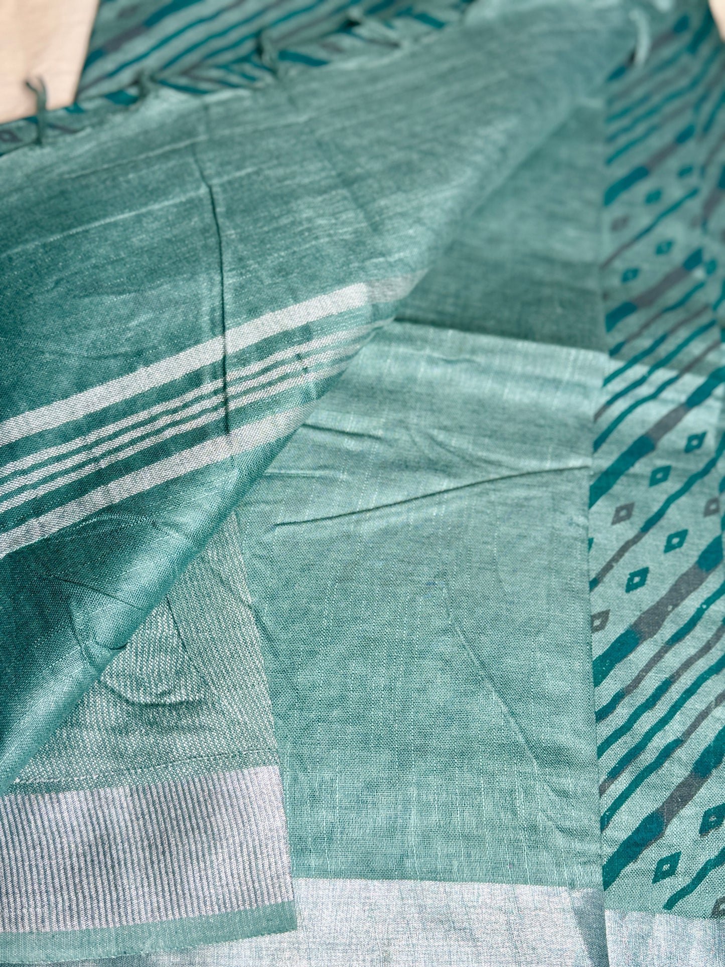 Sea Green mul cotton saree