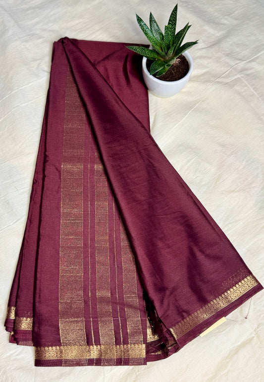 Rich Brown Semi Crepe Silk Saree