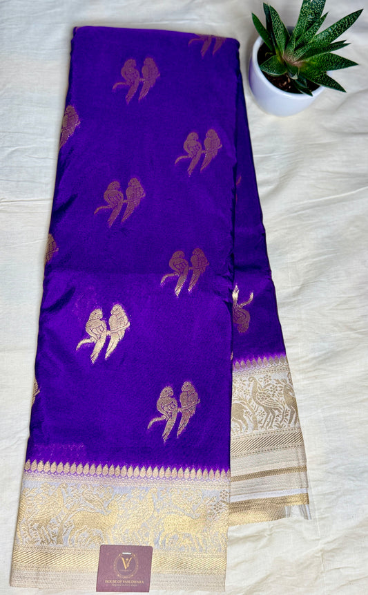 Purple & White Khadi Silk saree