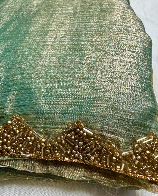 Sea green Saree with Embellished Border