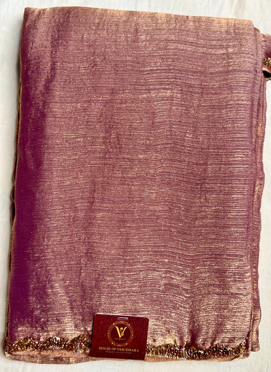 Rosewood brown Saree with Embellished Border