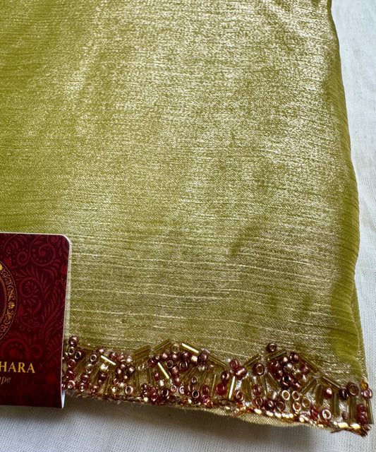 Mettalic Gold Saree with Embellished Border