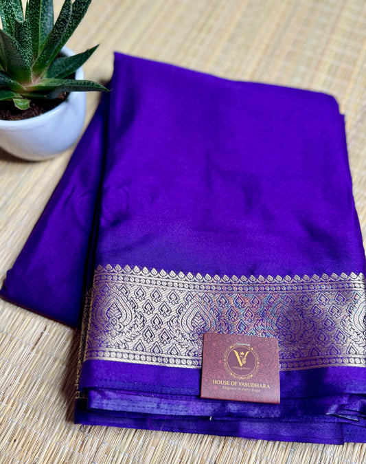 Purple self colour Semi Mysore silk crepe