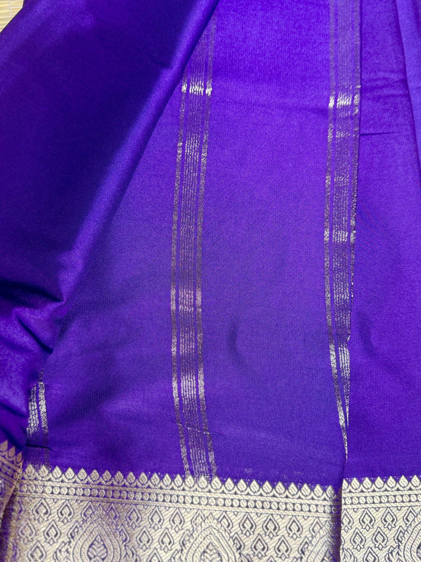 Purple self colour Semi Mysore silk crepe
