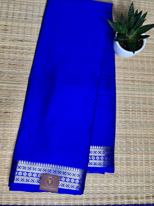 Royal Blue self colour Semi Mysore silk crepe