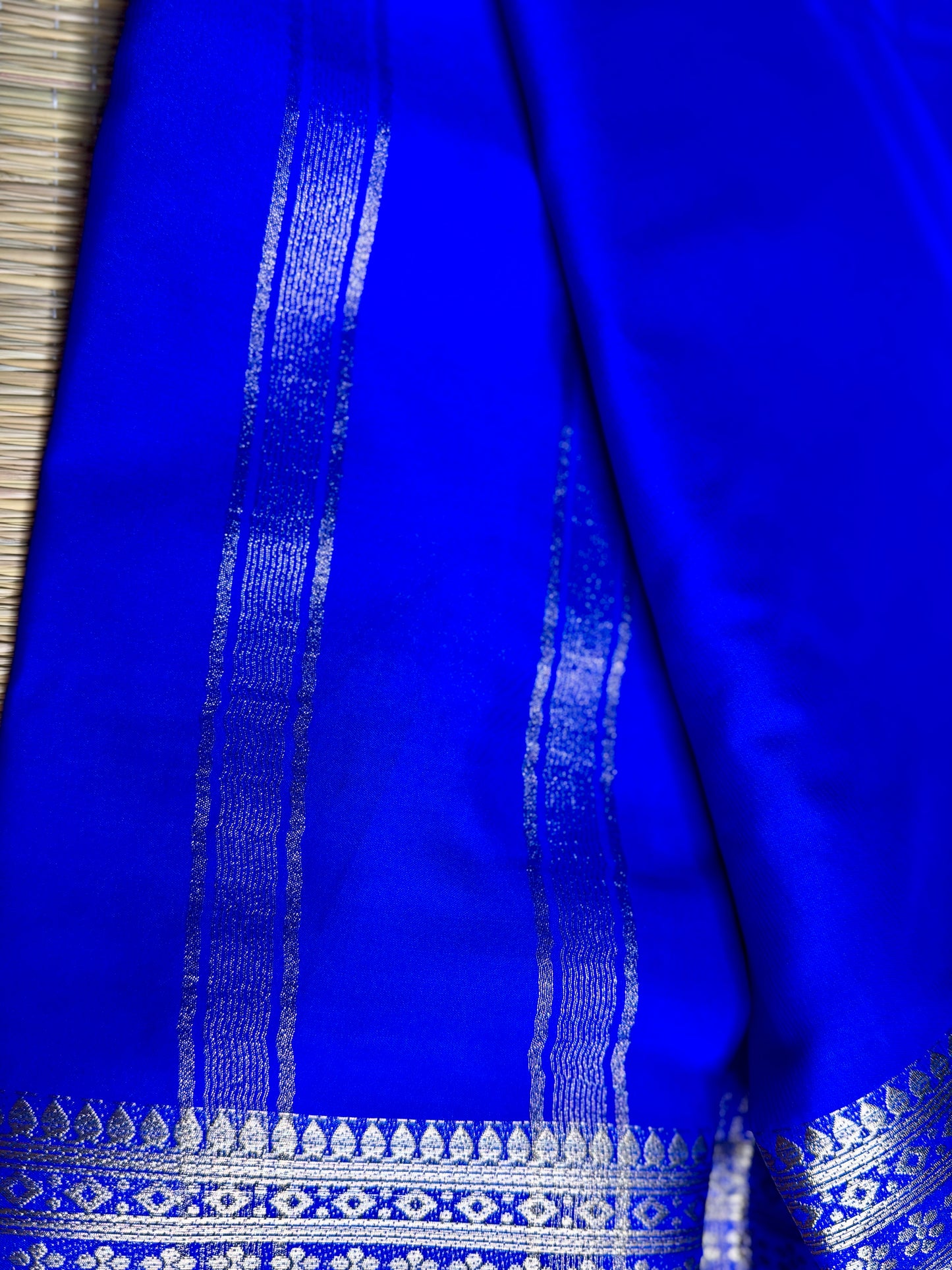 Royal Blue self colour Semi Mysore silk crepe