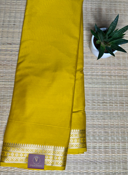 Mustard Yellow self colour Semi Mysore silk crepe