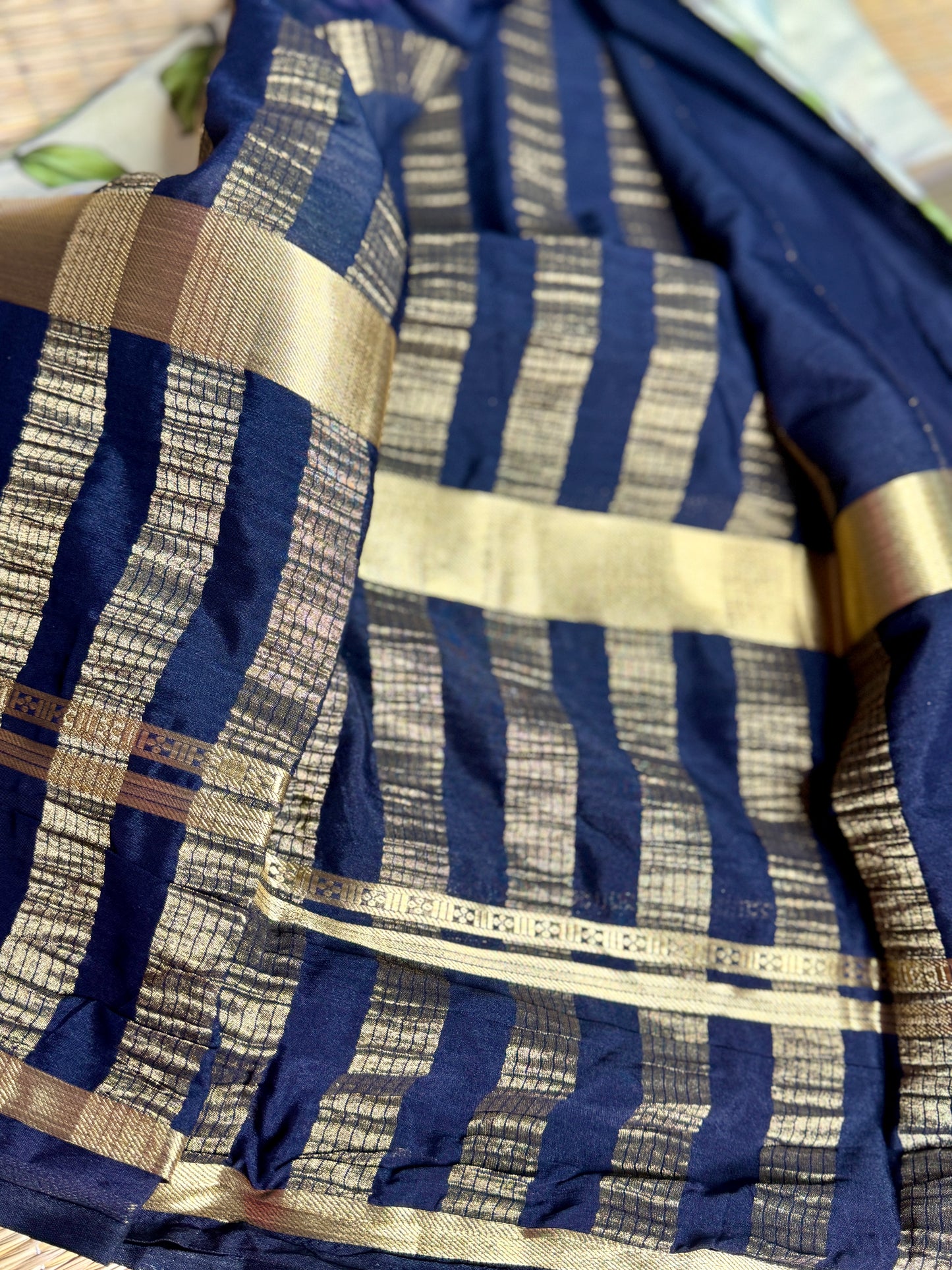 Black & White 2D Kalamkari Mysore silk crepe