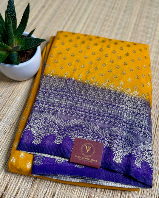 Gold Khadi Banarasi Silk saree with Contrast border