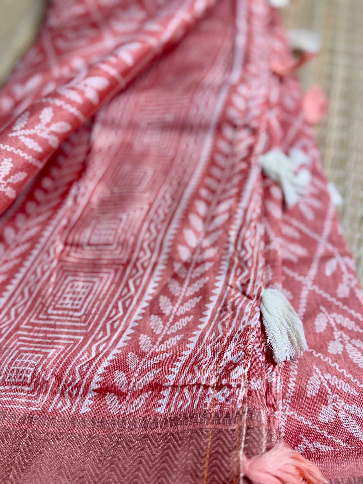 Peach Dola Silk Saree