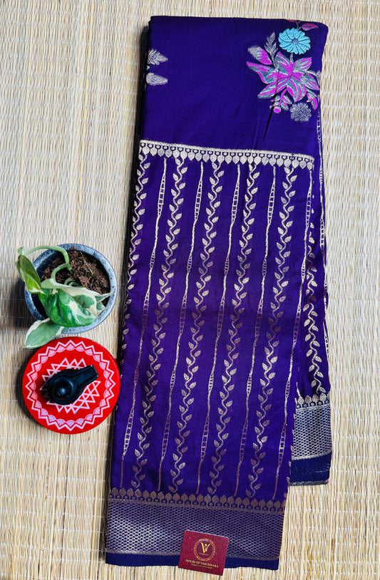 Royal Purple Banarasi Crepe Silk Saree with rich Zari Weaving