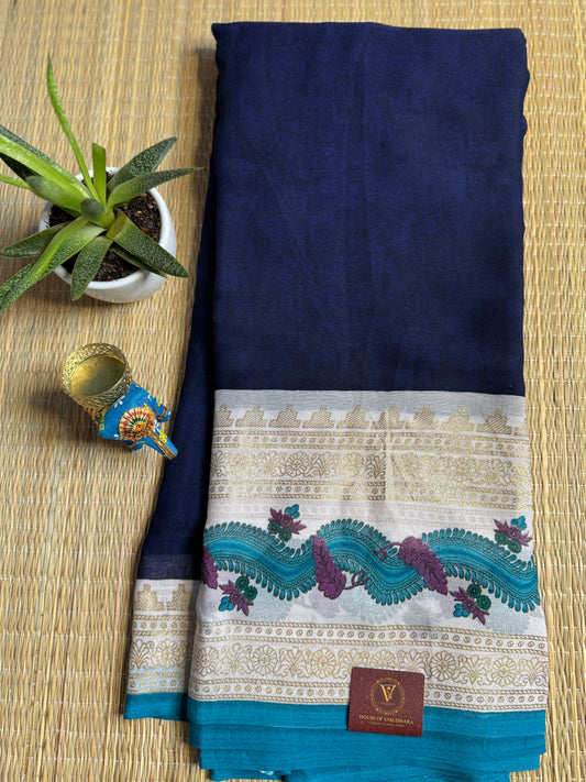 Royal Blue Georgette with Bentex border