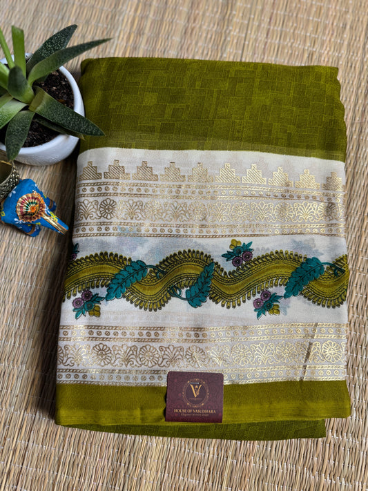Green Georgette with Bentex border