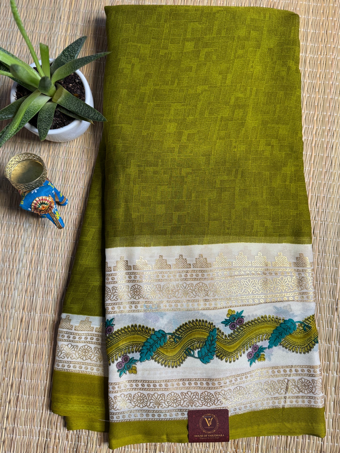 Green Georgette with Bentex border
