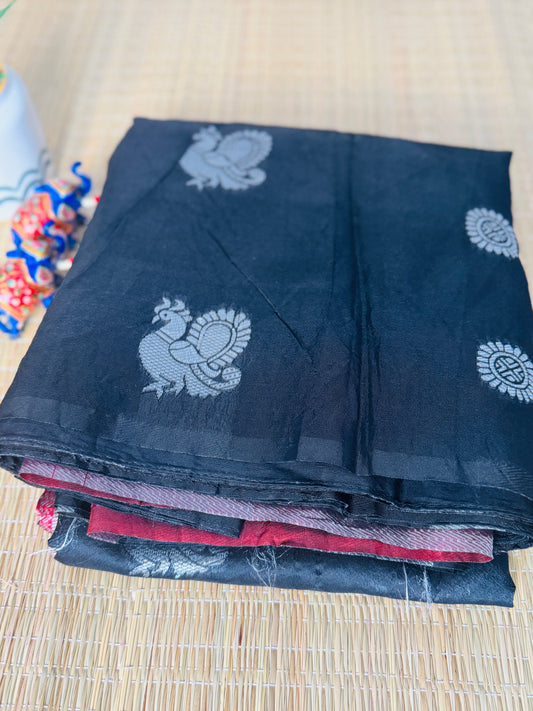 Black & Maroon with Peacock motifs