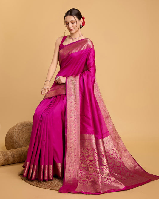 Rani pink color soft kanchipuram silk saree