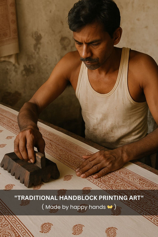 White Pure Mulmul cotton saree with Bagru hand block print