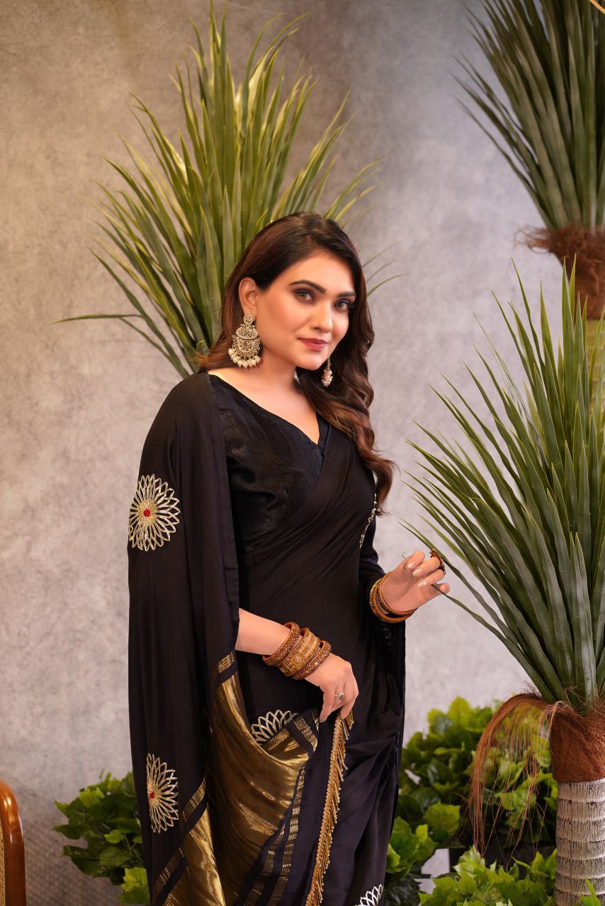 Black Pure gaji silk saree
