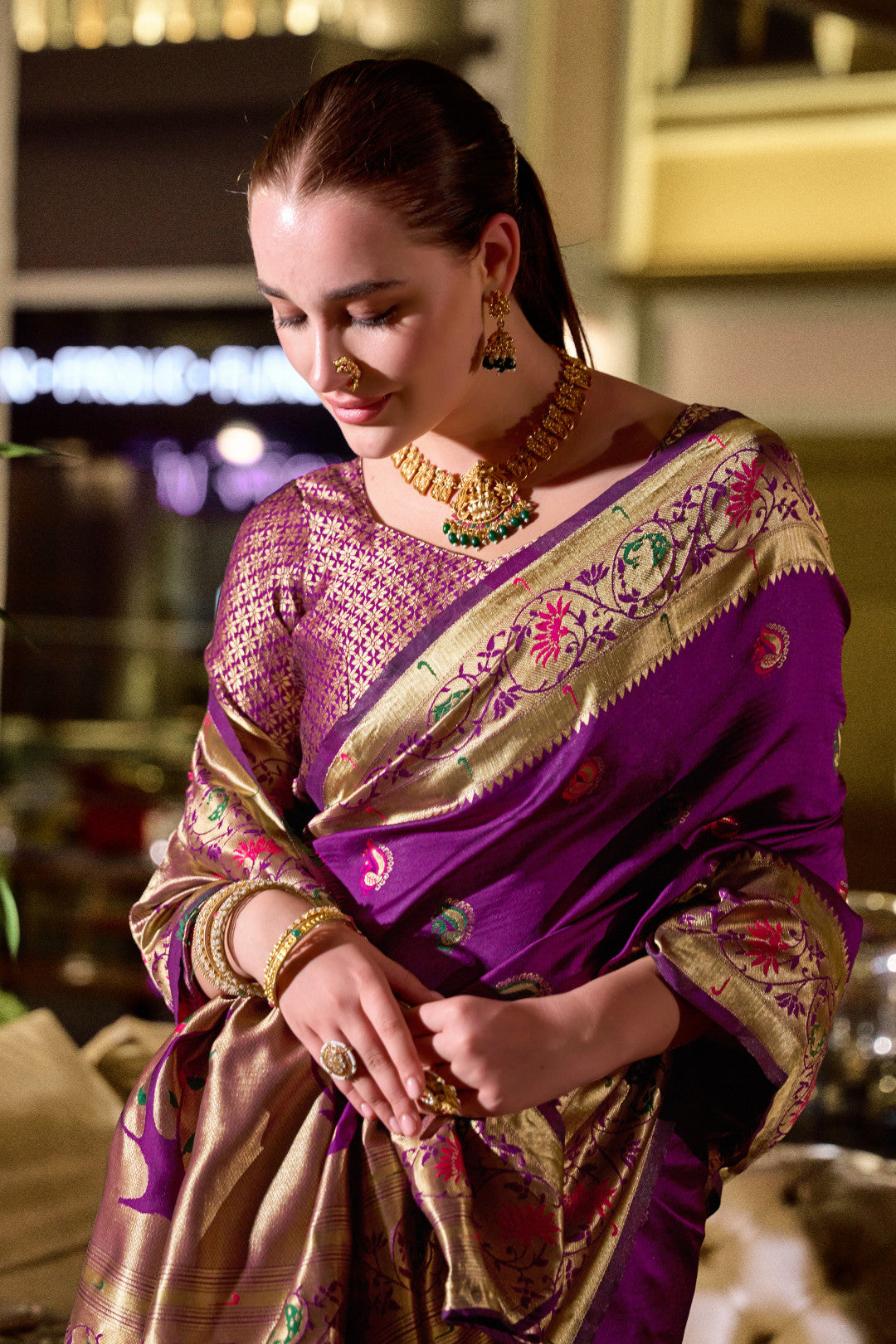 Magenta Paithani saree