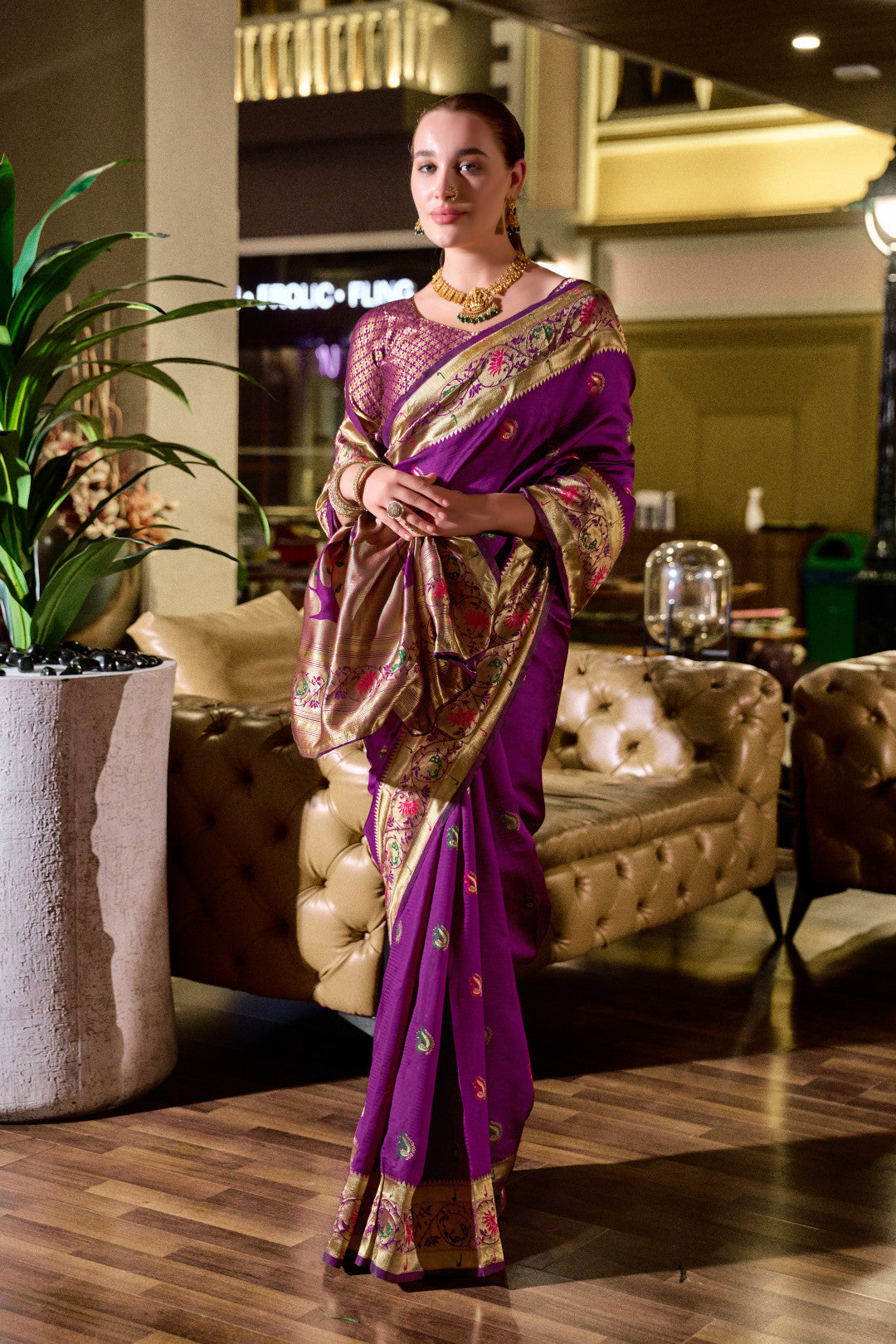 Magenta Paithani saree