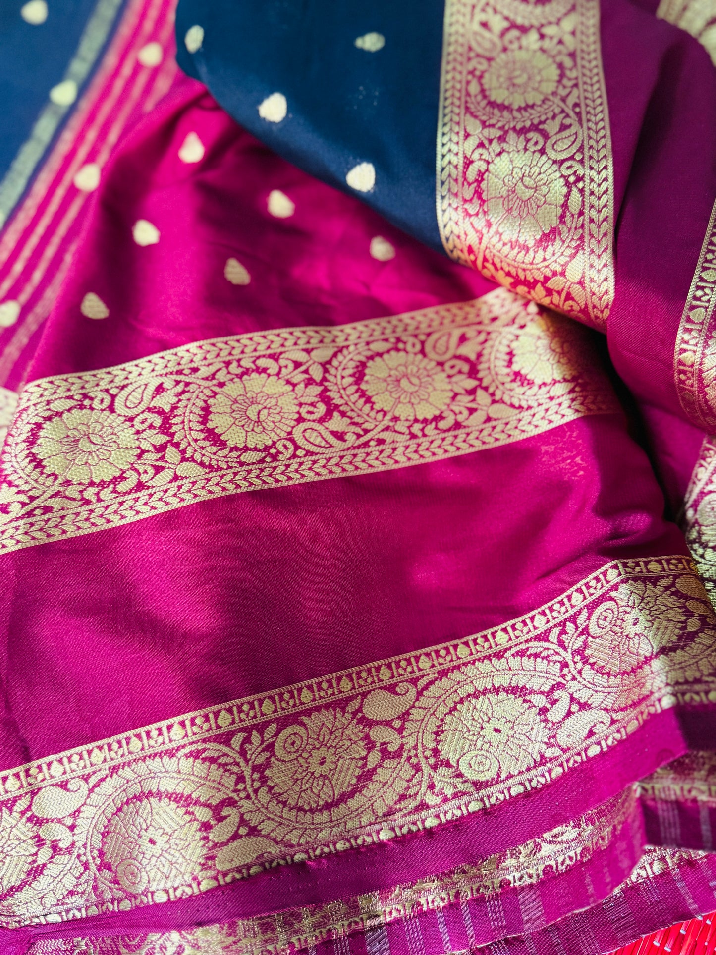 Black and Maroon Semi Crepe silk saree with Bentex border