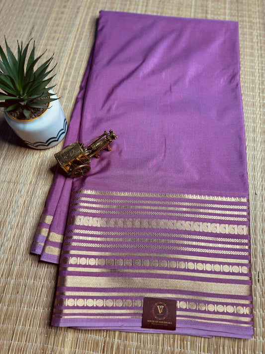 Mauve Semi Mysore silk Crepe saree