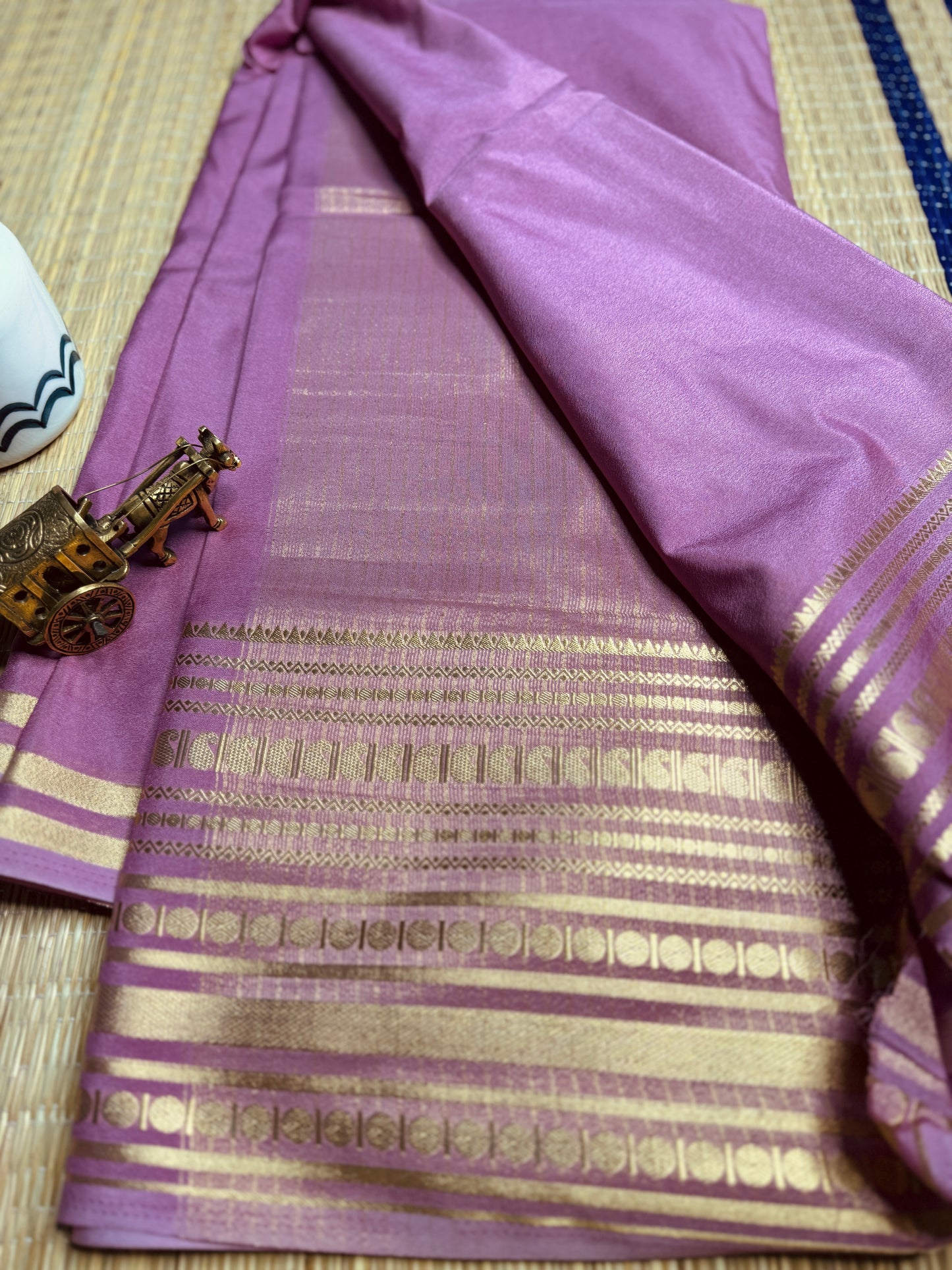 Mauve Semi Mysore silk Crepe saree