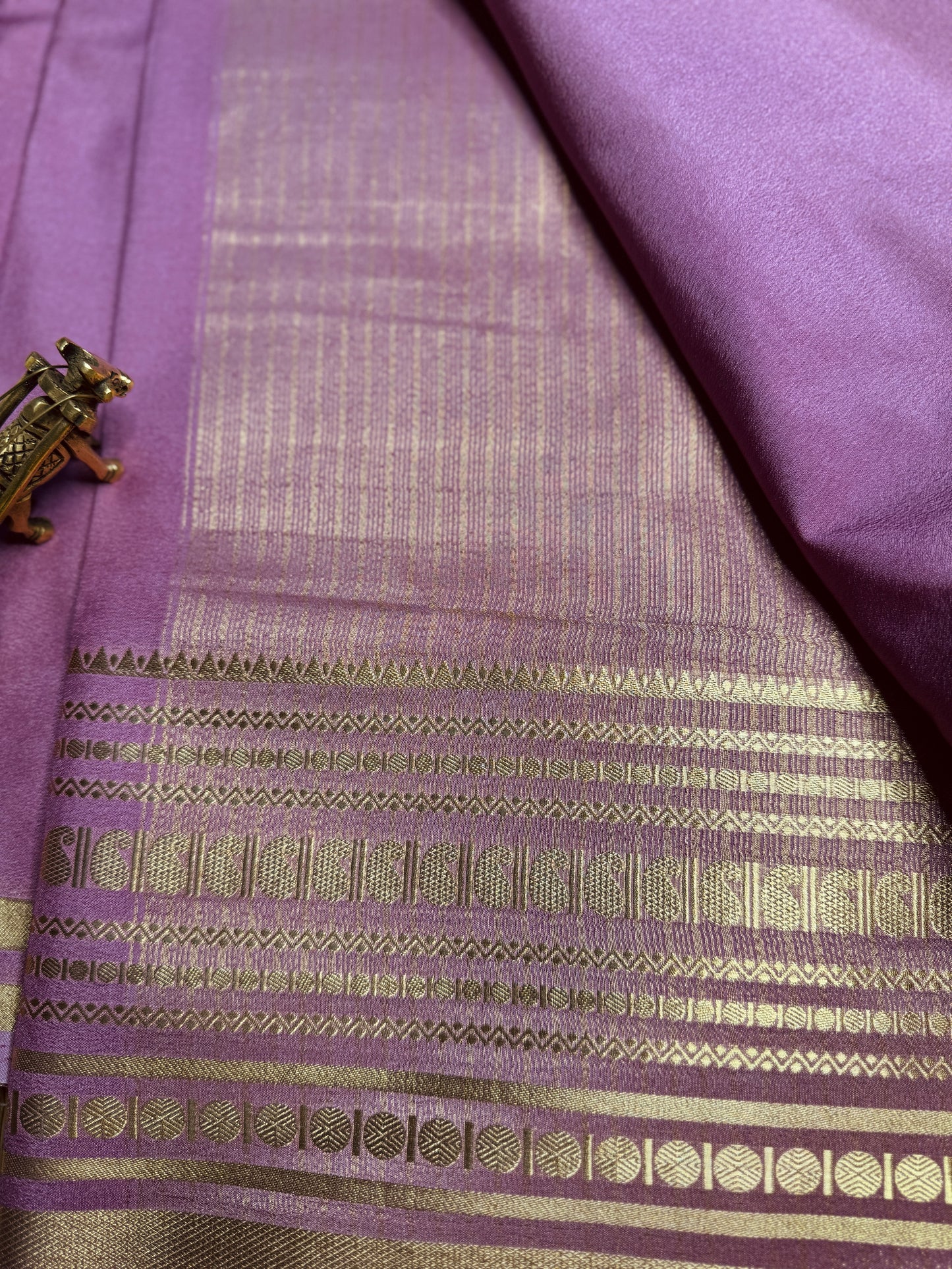 Mauve Semi Mysore silk Crepe saree
