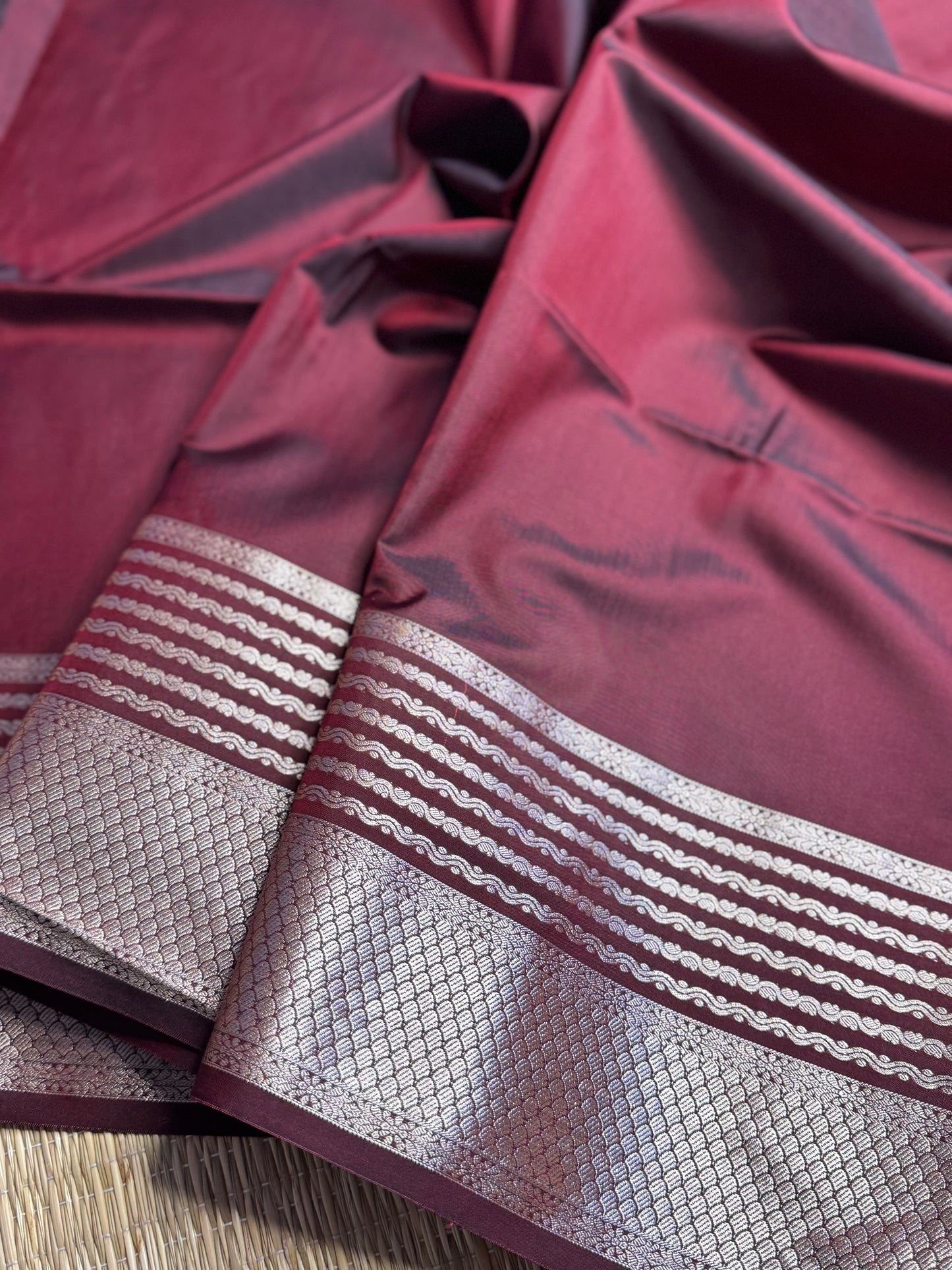 Rust orange and Brown semi Kanchi silk