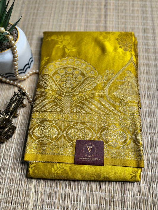 Golden Yellow Satin silk saree