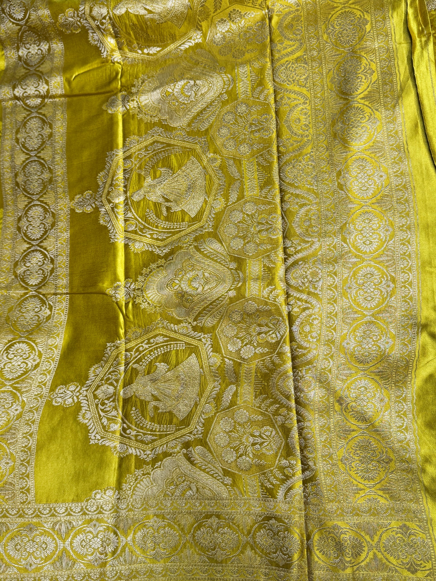 Golden Yellow Satin silk saree