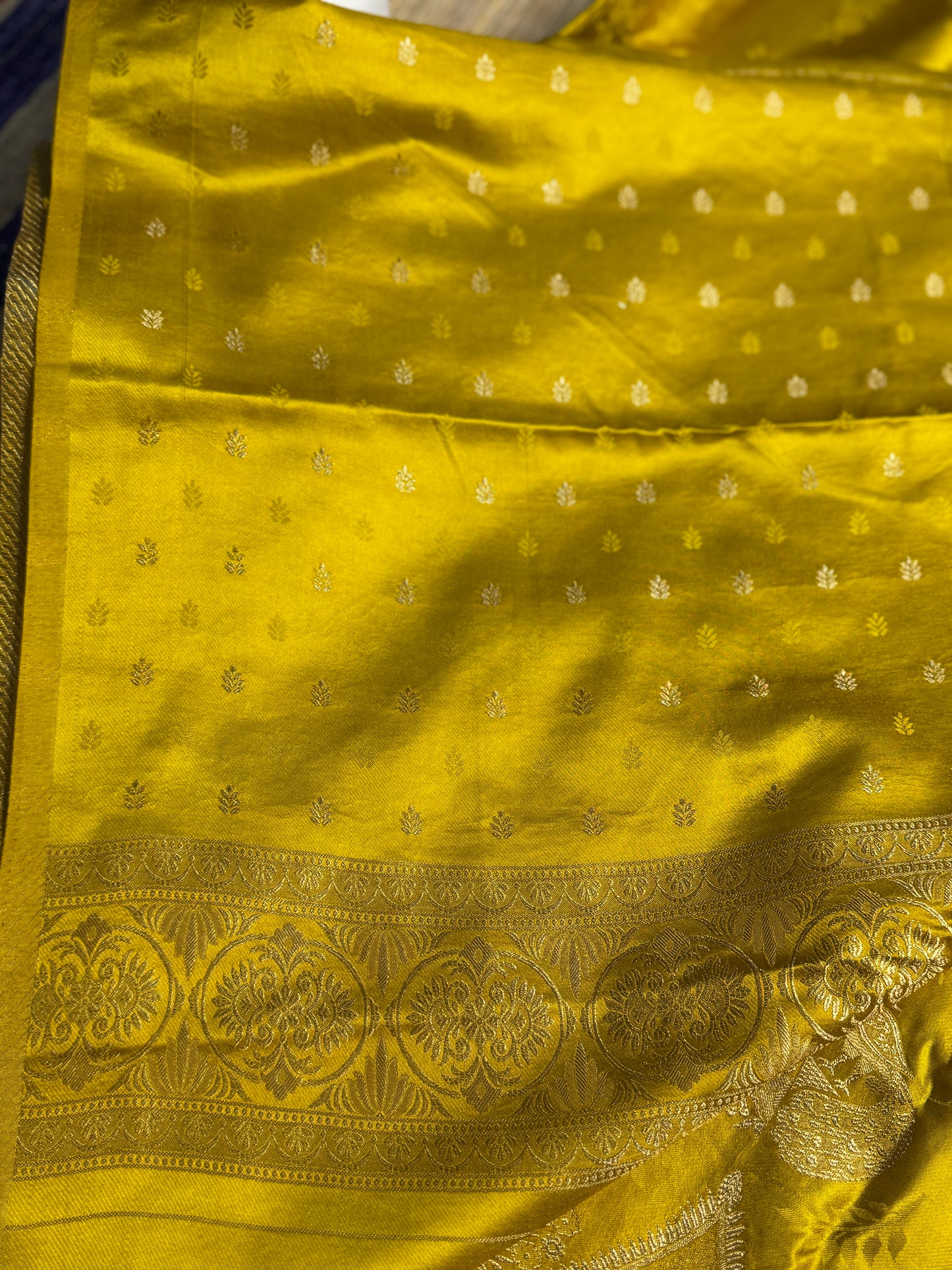 Golden Yellow Satin silk saree