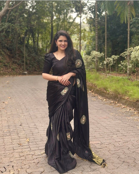 Black Pure gaji silk saree