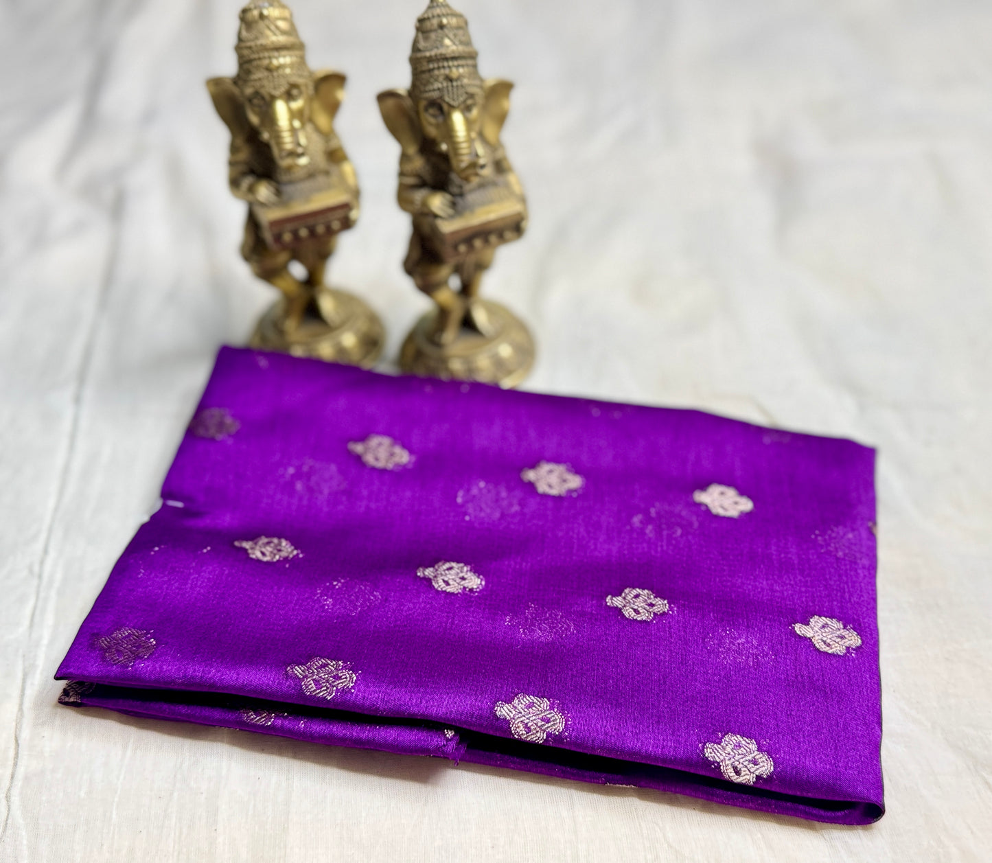 White and Purple 2D Semi crepe silk in half and half pattern
