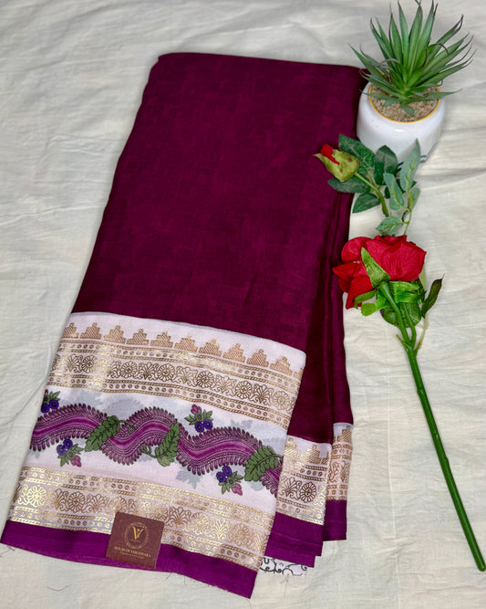 Purple Georgette with Bentex border