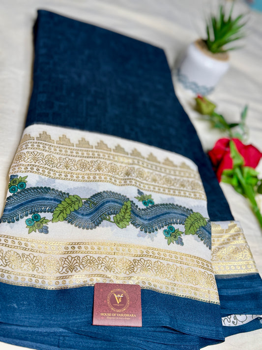 Dark grey Georgette with bentex border