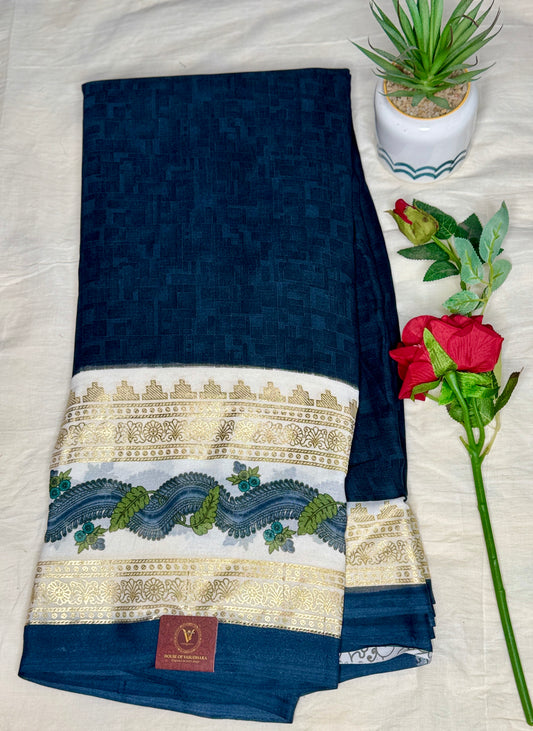Dark grey Georgette with bentex border