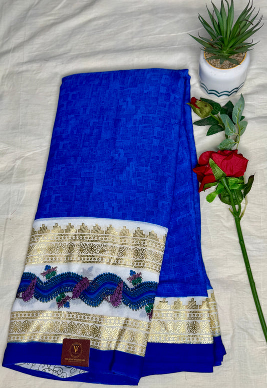 Dark blue Georgette with Bentex border