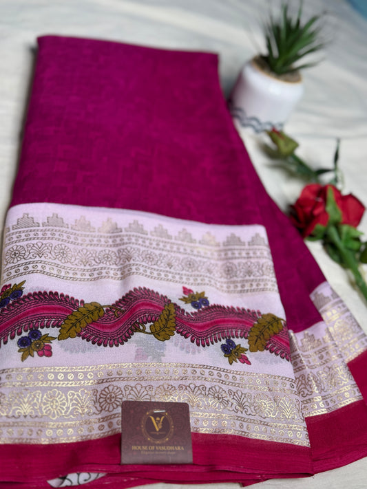 Rani Pink Georgette with Bentex border