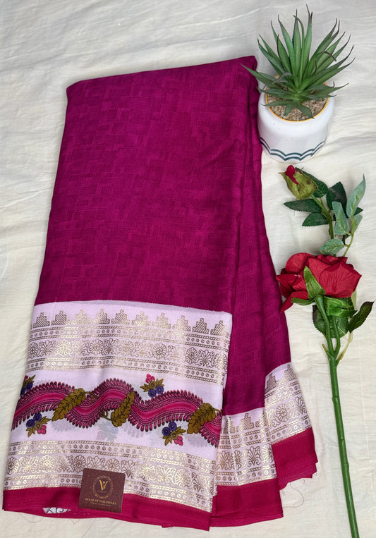 Rani Pink Georgette with Bentex border