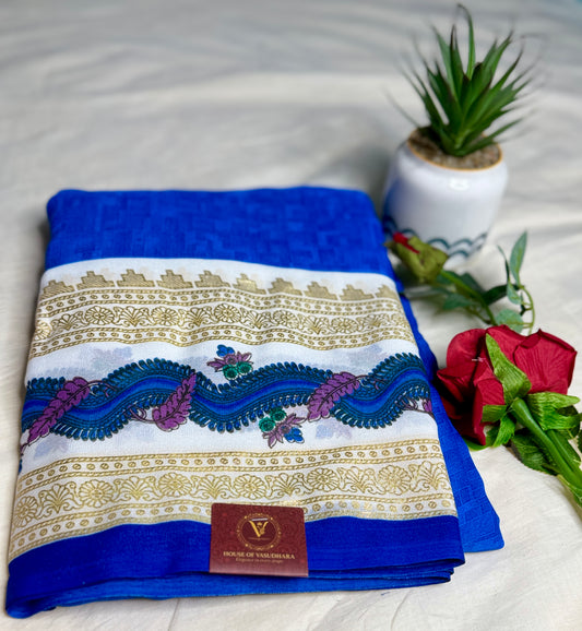 Blue Georgette with Bentex border