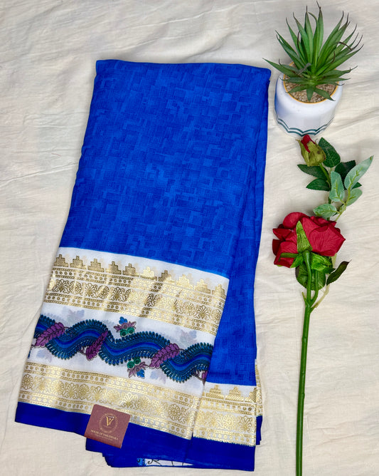 Blue Georgette with Bentex border