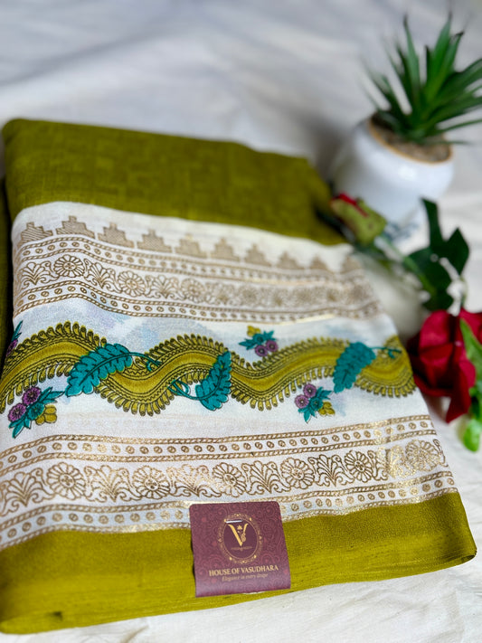Green Georgette with Bentex border